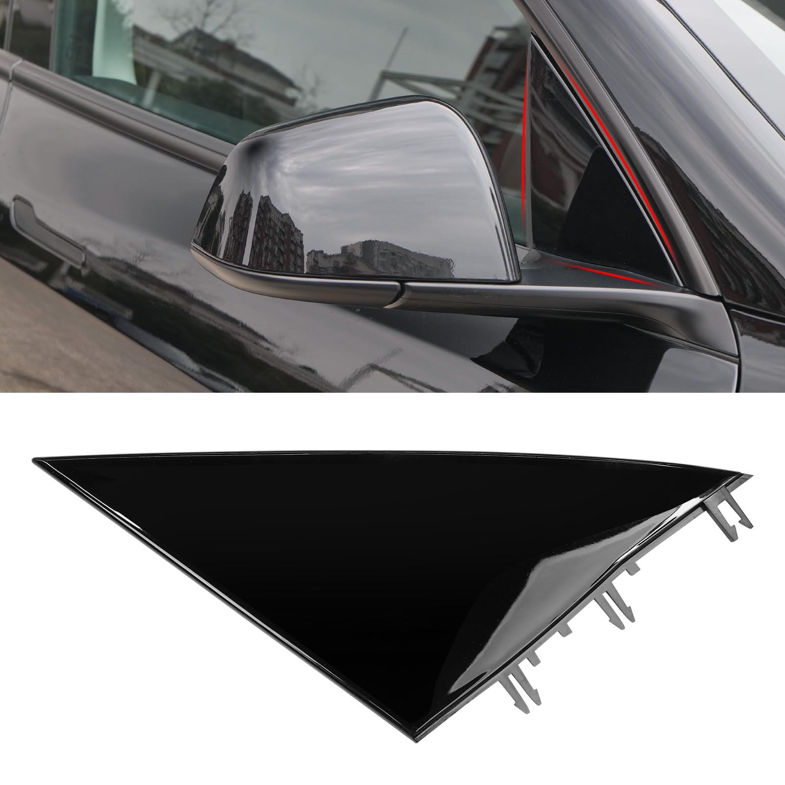 Photo 1 of Jaronx Compatible with Tesla Mirror Triangle Cover Model Y 2020-2024, 1495633-00-B Model Y Passenger Side Mirror Triangle Trim, A-Pillar Applique Mirror Triangle Trim For Tesla Model Y Accessories