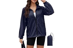 CRIPOM Womens Windbreaker Jacket Hooded Lightweight Packable Rainjacket Women Waterproof Raincoat For Hiking Travel S-XXL