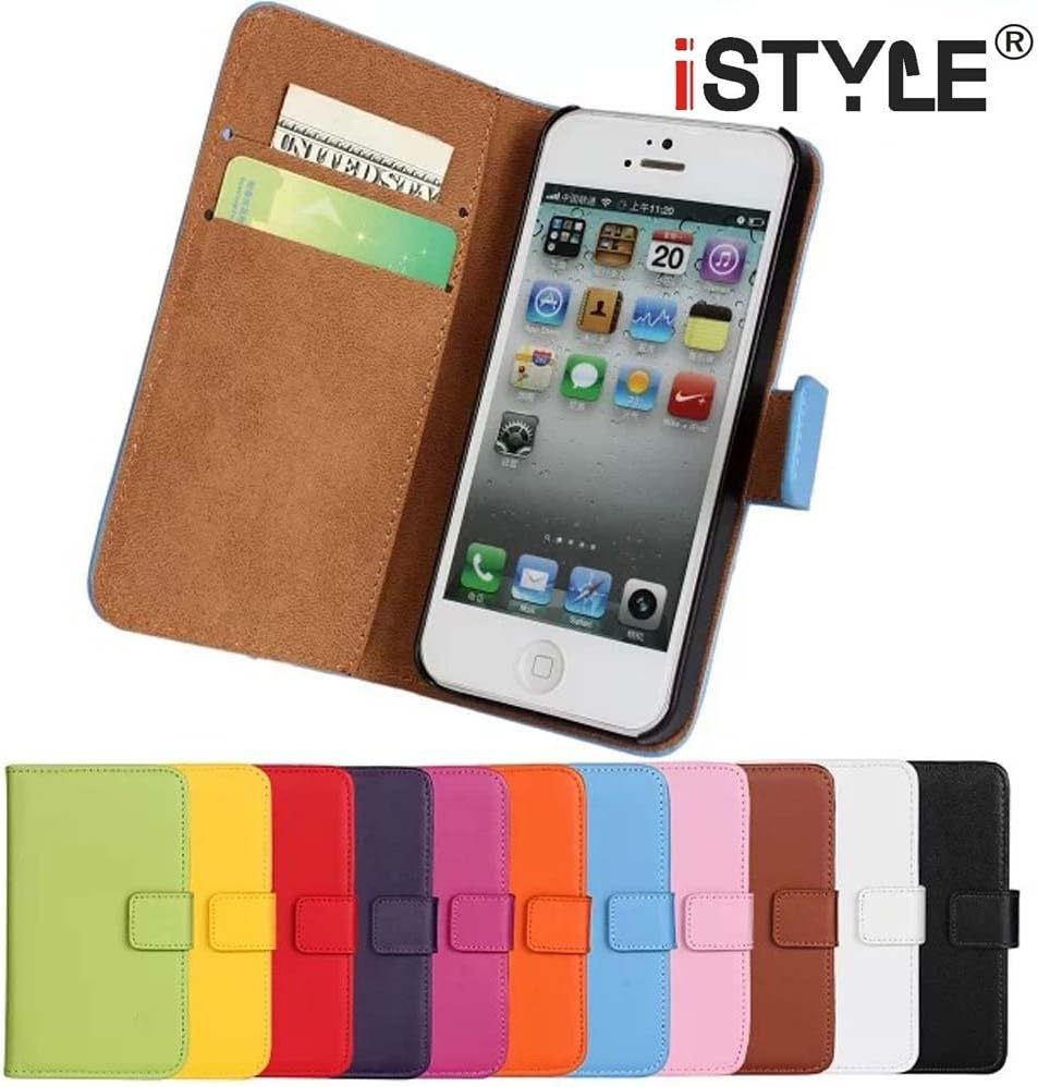 CATOE Luxury Genuine Leather Wallet Folio Stand Flip Case with Card Slot for Apple iPhone 4/4S,iPhone 5/5S, iPhone 6/6 Plus,iPhone 5C High Quality Sport Gym (Yellow, Apple iPhone 5/5s)