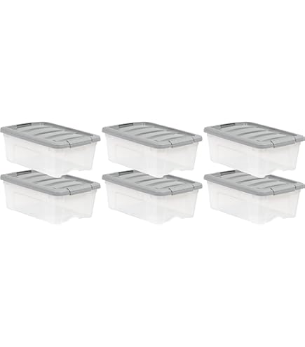 IRIS USA 2 Qt. Plastic Storage Bins Containers With Lids, 6 Pack