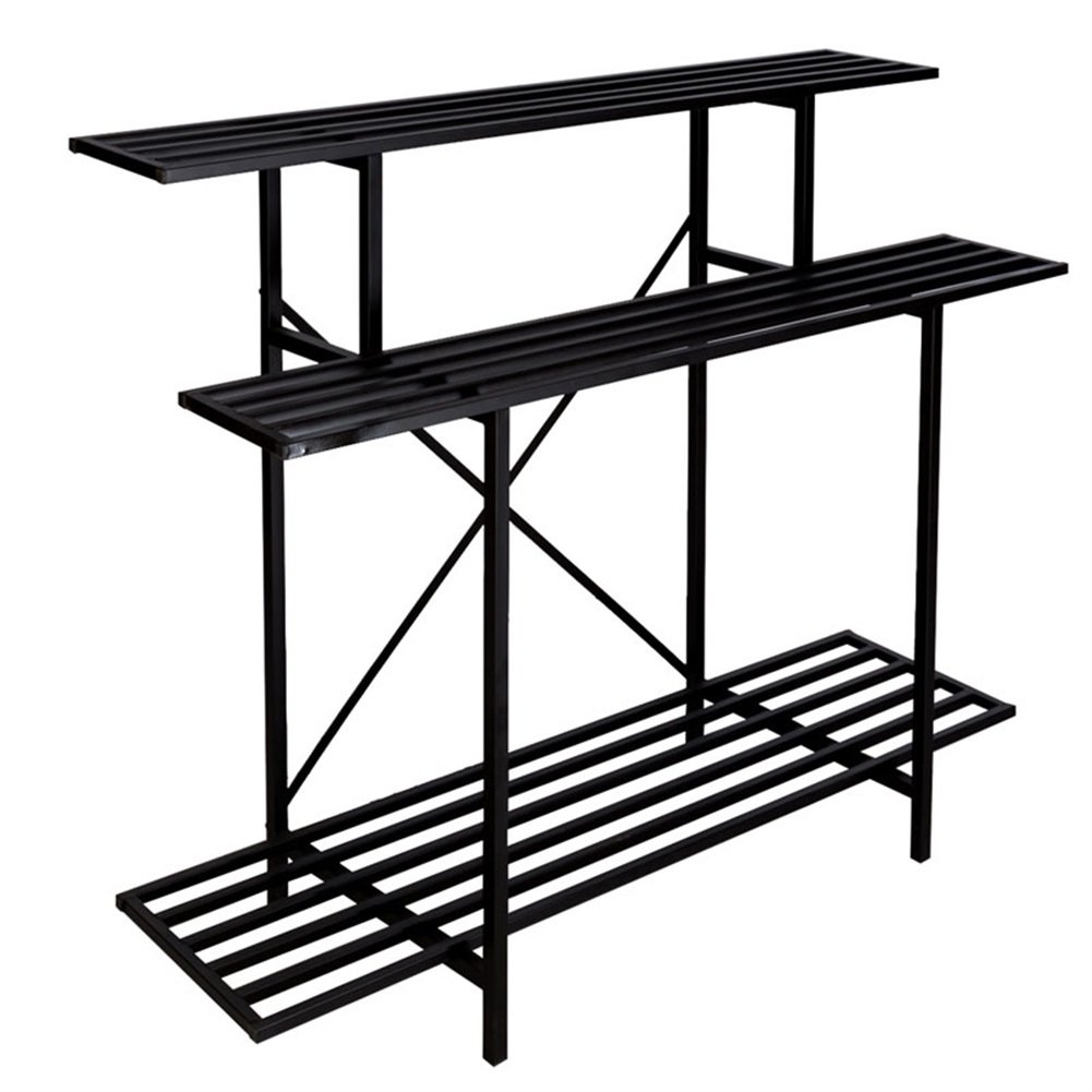 Supporto per Piante in Metallo a 2 Livelli, Ripiani portavasi Multipli in Ferro battuto espositore per Fiori in Ferro battuto per Giardino Balcone Patio Soggiorno Interno (Dimensioni: 30 * 3