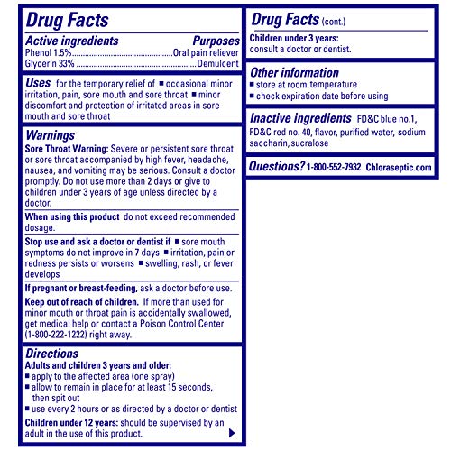 Chloraseptic Max Strength Sore Throat Spray, Wild Berries Flavor, 1.0