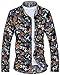 HENGAO Men's Long Sleeves Fashion Floral Print Button Down Dress Shirt