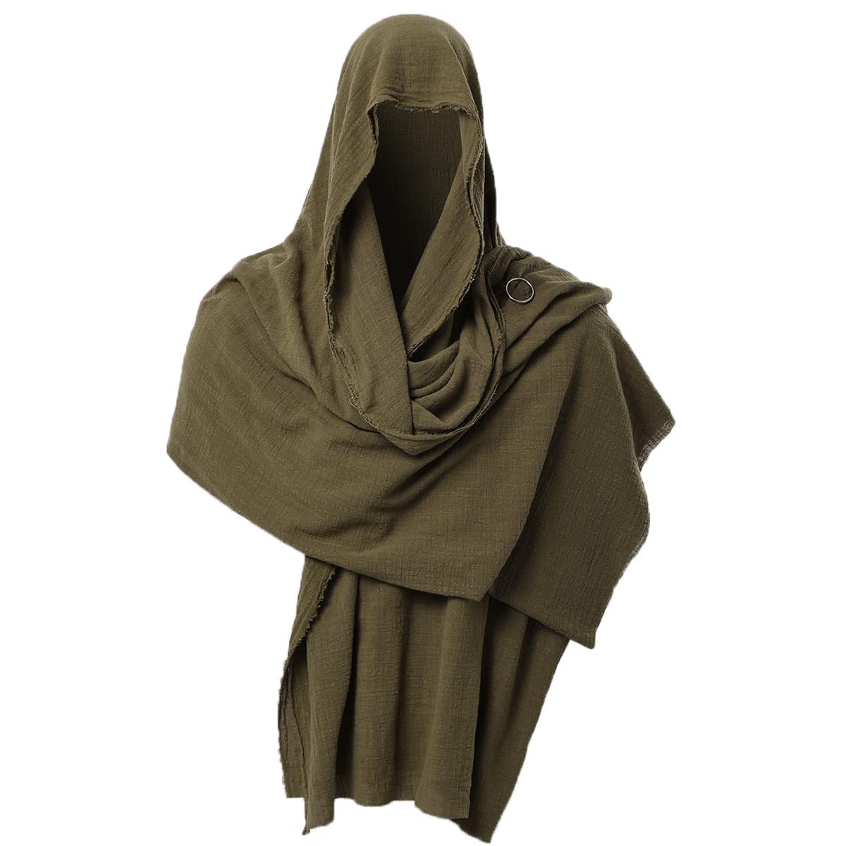 GRACEART Shawl Scarf Hood Sash Cowl Medieval Wizard Mage Costume Wrap Cloak With Brooch Pin (Army Green)