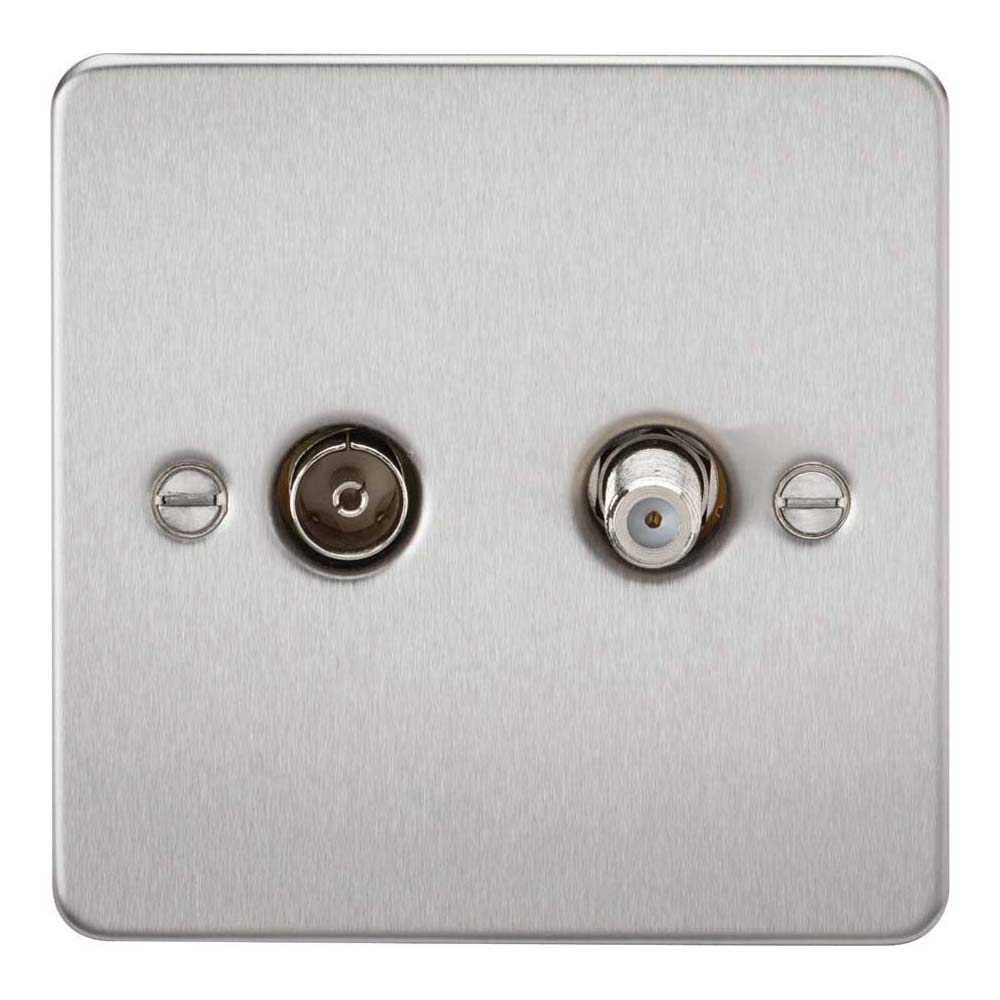 Knightsbridge FP0140BC FP0140 FPAV0140BC Flat Plate Sat Tv Outlet (Isolated) -Brushed Chrome, 230 V โ image 1