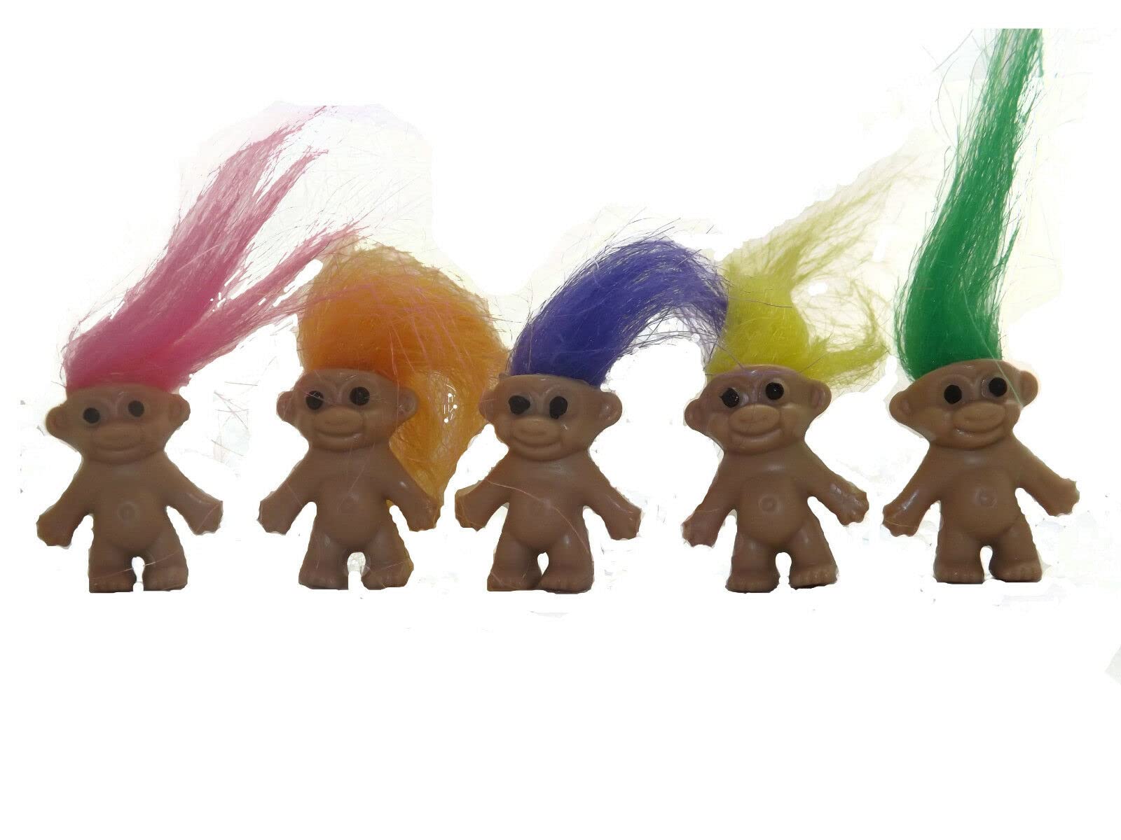 Cathys Candy Cart Pack of 30 x Lucky trolls, assorted colours of hair, ideal party bag favours, easter egg hunts, cake decorations etc.,Multicolour
