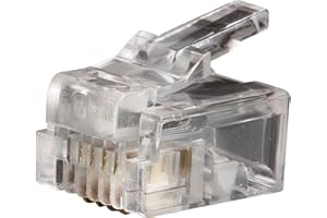 Klein Tools VDV826-601 6p4c Plugs, RJ11 Modular Telephone Connector with 3-pronged Contacts, for Solid or Stranded Conductors