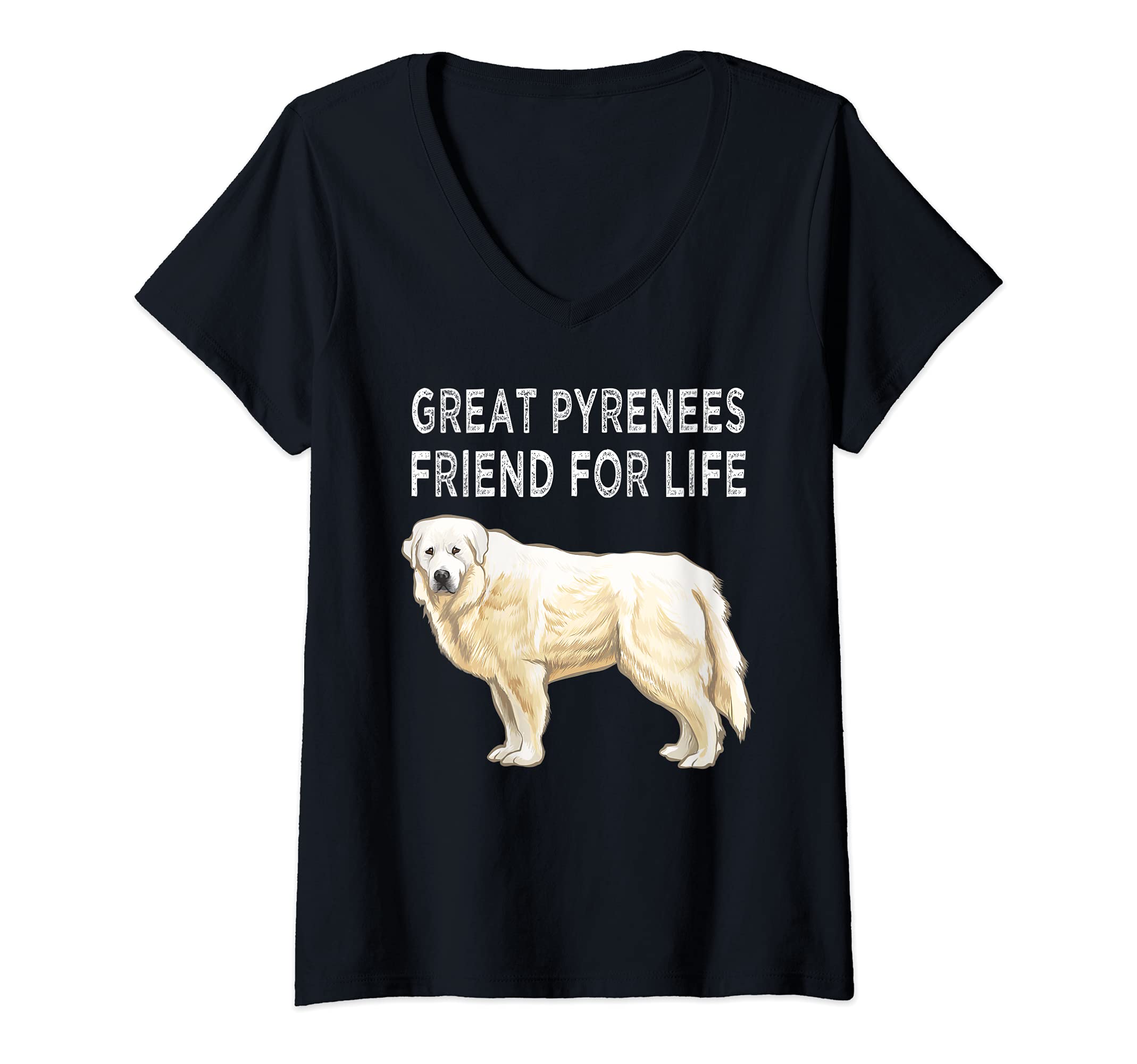 Womens Great Pyrenee Friend For Life Dog Friendship V-Neck T-Shirt