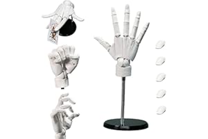 KUYYFDS Hand Model 1:1 Articulated Mannequin Hand Moveable Joint 16x8in Manikin Hand with Base DIY PVC ABS Hand Model for Drawing, Painting, Sketching, White