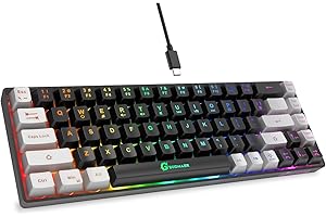 GEODMAER 65% Gaming Keyboard, LED Backlit Mini Wired, Ultra-Compact Anti-Ghosting No-Conflict 68 Keys for PC Laptop Windows Gamer
