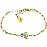Galaxy Gold GG 0.6 Carat 14k Solid Gold Flutter Peridot Blue Topaz Bracelet