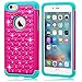 iPhone 6S Case,EC™ [Shockproof] Apple iPhone 6S Case, Heavy Duty Dual Layer Hybrid Stud Rhinestone Bling Protection Cover Case for Apple iPhone 6S / 6 (Rose/Teal)