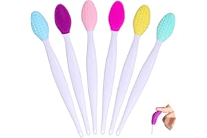 Nydotd 6pcs Lip Scrub Brush Double-Sided Silicone Lip Brush Tool Exfoliating Lip Brushes Scrubber for Men Women Face Cleaning Applicator lightening for dark and Chap Lips Fuller Lip Appearance