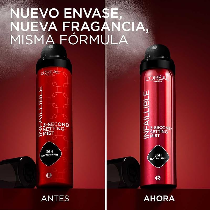 L'oréal paris infaillible makeup setting spray, à prova d'água, permanece até 36 horas, 75 ml