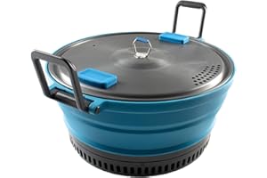 GSI Outdoors Escape HS 2L Collapsible Pot – Lightweight Backpacking and Camping Cookware with Heat Sink Base, Strainer Lid, a