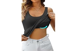Heevina Built in Bra Tank Tops for Women Camisole Tops for Women Built in Bra Top Basic Cami Vest Summer 2024 Casual