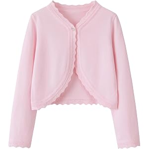 Yekaty Girls' Sweater Knit Long Sleeve Button Closure Bolero Cardigan Shrug