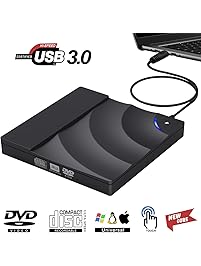 External CD Drive, Kilineo USB 3.0 DVD Burner Reader, 100% New Core External Optical Drives with High Speed Data Transfer for Laptop Air iMac Desktop PC Support Windows10 /8/7 /XP/Mac OS