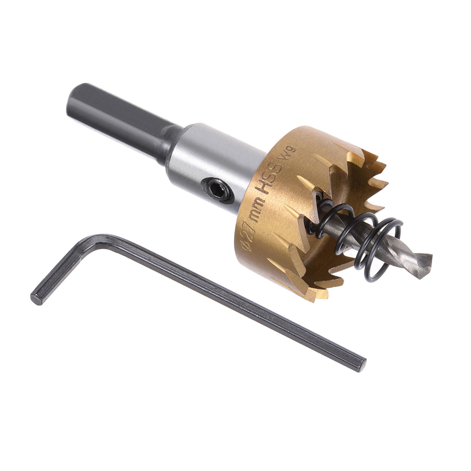 Kozelo 1pcs Hole Saw - [27mm] HSS (High Speed Steel) 4341 Drill Bit Hole Cutter for Stainless Steel Aluminum Metal Wood Plastic Use, Titanium Plated, Triangular Shank