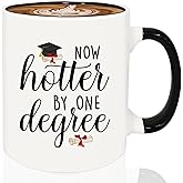 MQPPKJ Graduation Gifts, Now Hotter by One Degree Coffee Mug, Funny Graduation Gifts for Her, Master's Degree PhD Graduates Grad College Gift for Her Him Friends (White&Black)
