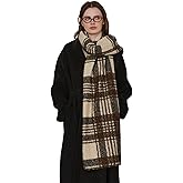 MININAI Winter Warm Scarf for Women Cold Weather Chunky Wrap Shawl Scarfs Big Thick Soft Plaid Blanket Scarves