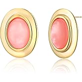 Aprilery Pink Earrings for Women Stud Flower Earrings Trendy Heart Studs Hypoallergenic Statement Earrings Jewelry Gifts