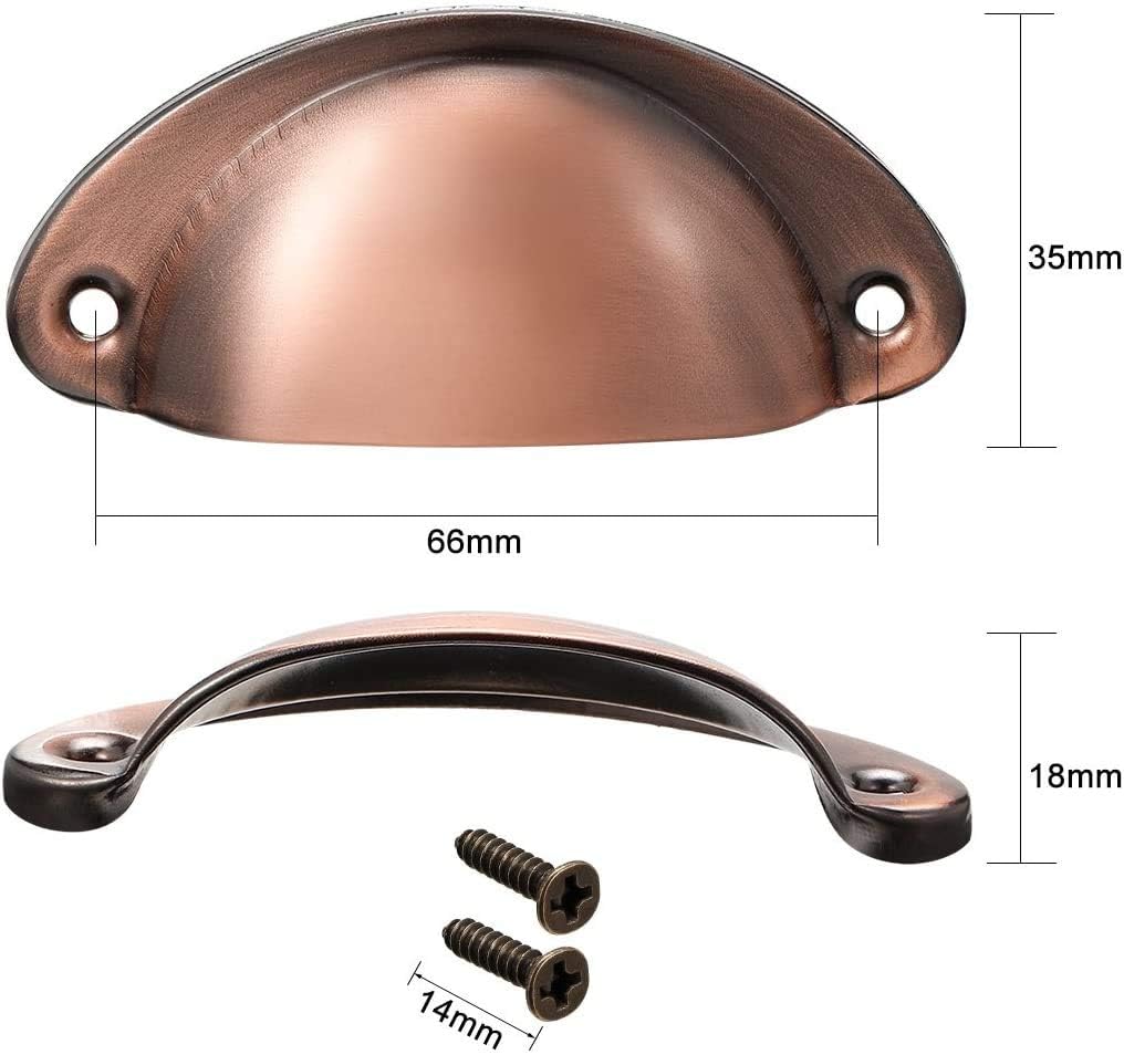 Namvo 10 Pack Drawer Pull Handles Vintage Antique Shell Cup Kitchen Cupboard Door Cabinet Furniture Knobs with Screws Green Bronze - Image 4