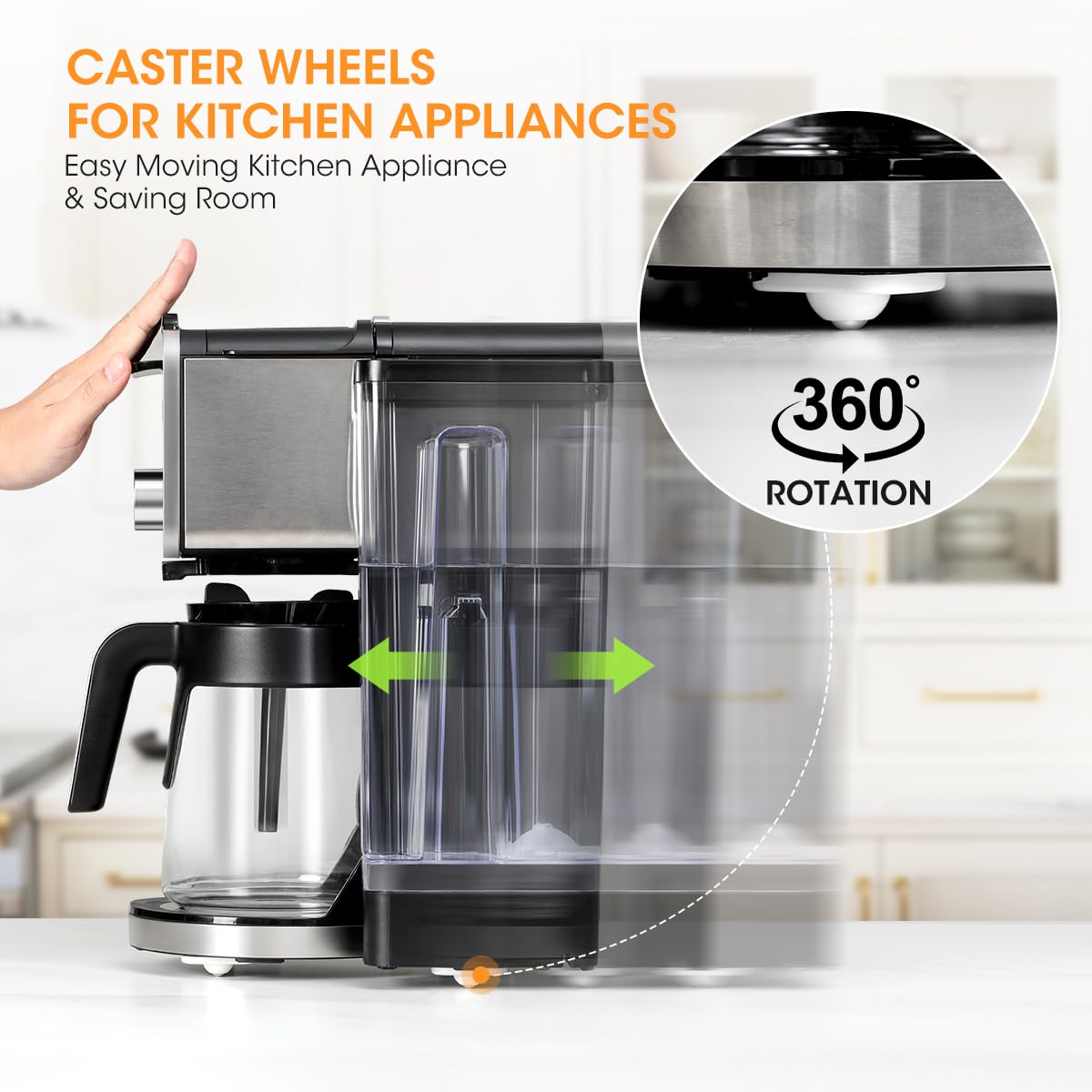 AIEVE Appliance Rollers, 8 Pack Small Appliance Slider, Self Adhesive Caster Wheels, Mini Swivel Wheels for Kitchen Countertop Easy Moving