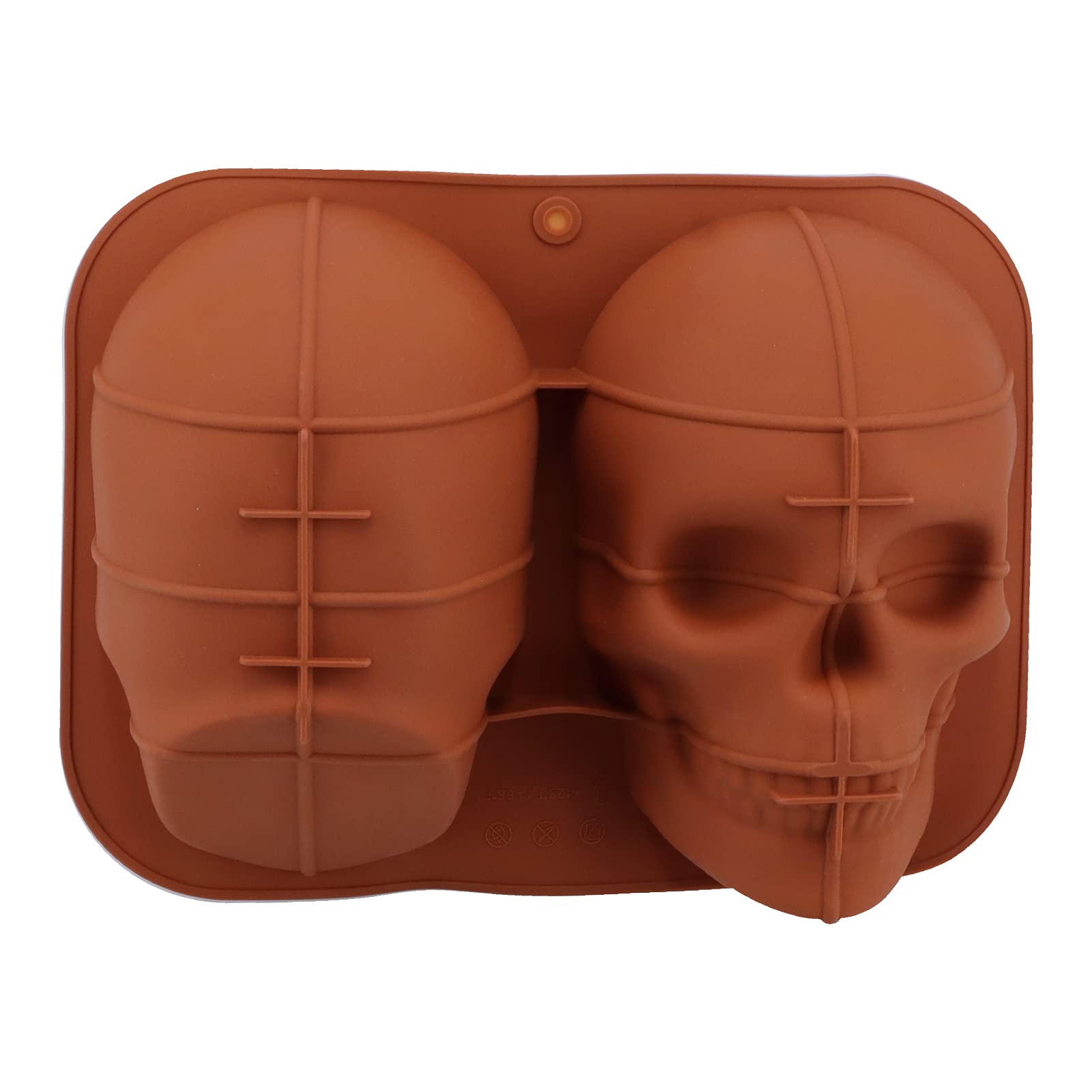 Nikou Silicone Cake Mould Realistic Skull Shaped Silicone Molds 137x215x180mm Cake Tins for DIY Fondant Decoration and Baking (Brown)