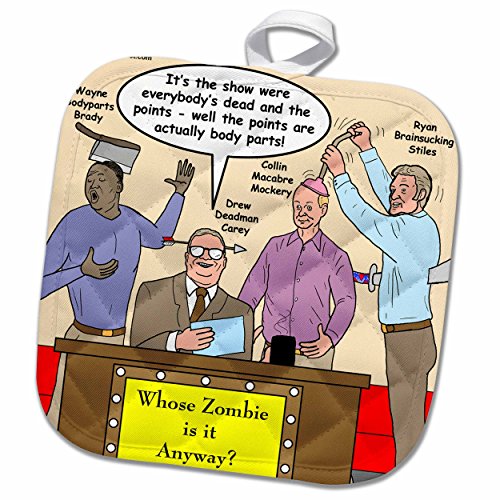3dRose Rich Diesslins Funny General Cartoons - Halloween - Zombie Whose Line is it Anyway - 8x8 Potholder (phl_3811_1)