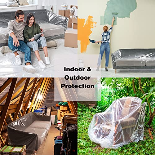 PROTECTO Plastic Couch Cover for Moving 6 mil Thick Waterproof Recliner, Armchair Slipcover