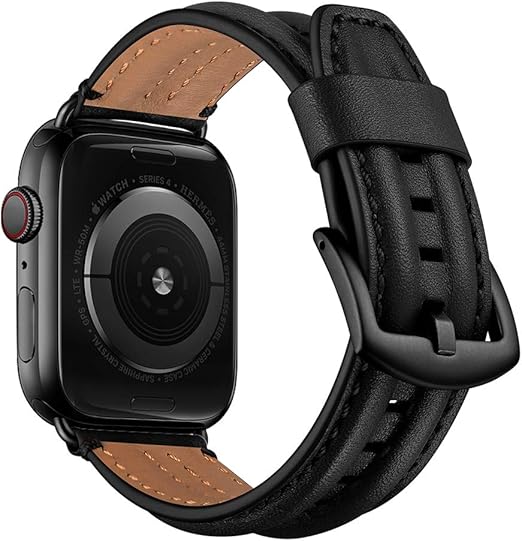 Amazon Com Seure Leather Band Compatible For Apple Watch Band 38mm 40mm 42mm 44mm Band Double Keel Design Genuine Leather Business Watch Bands Compatible For Women Men Iwatch Se Series 6 5 4 3 2 1 Watches