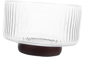EXAOMBLE Large Glass Fruit Bowl with Pedestal Ribbed Design Clear Glass Salad Serving Bowl for Living Table