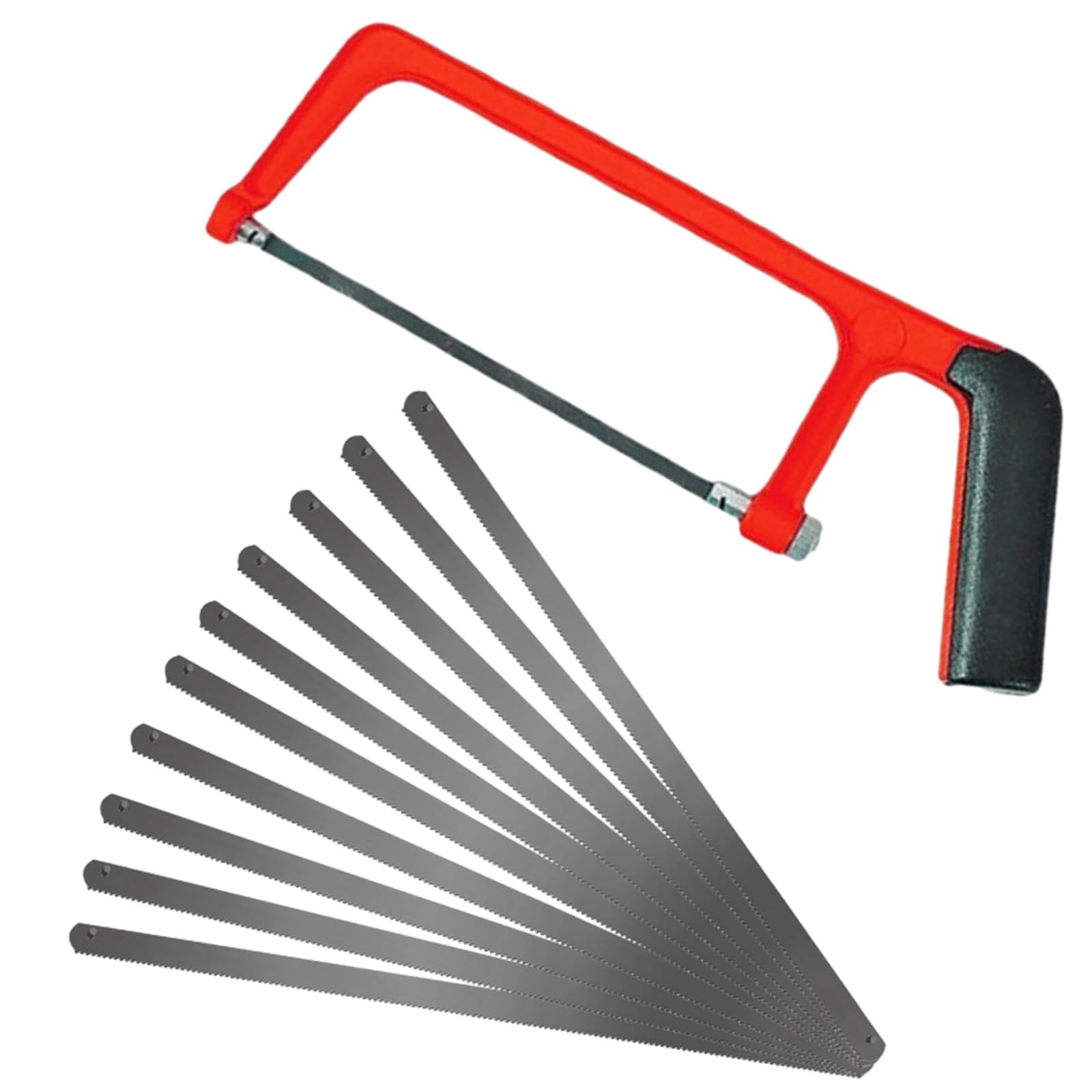 Tomtary hacksaw, Professional Small Metal Cutting Saw with Adjustable Angle, Heavy Duty Mini Hacksaw, 10 Exchangeable Blades for Cutting Plastic, PVC Pipe, Tile, Metal