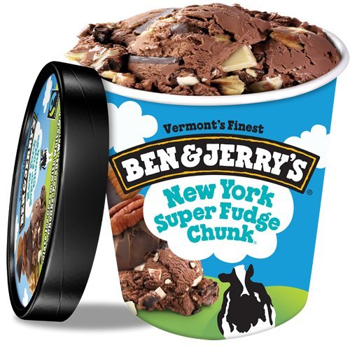 Ben & Jerry's - Vermont's Finest Ice Cream, Non-GMO - Fairtrade - Cage-Free Eggs - Caring Dairy - Responsibly Sourced Packaging, New York Super Fudge, Pint (4 Count)
