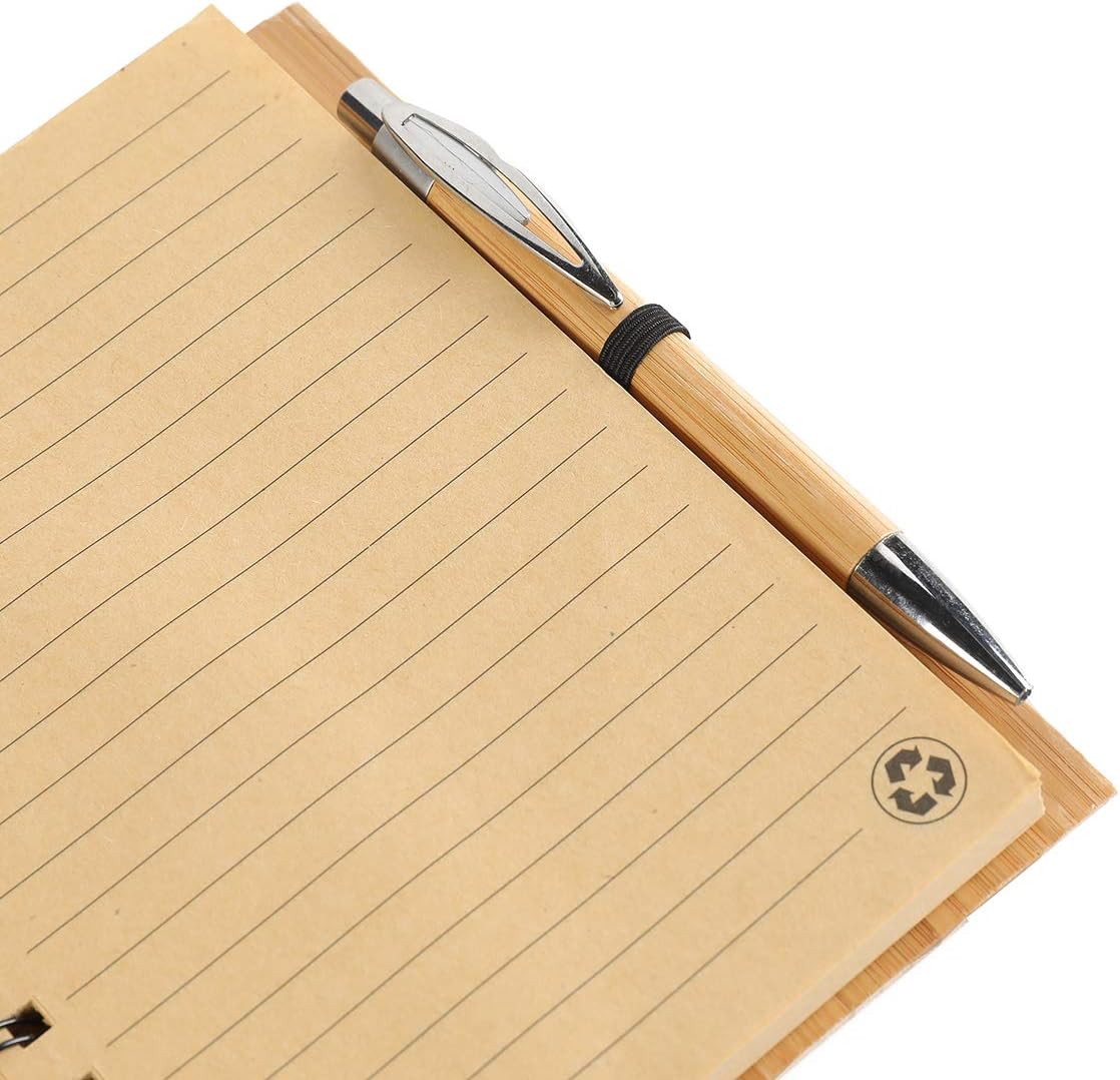 Spiral Notebook A5 Bamboo Notebooks/Journals With Pen for Journaling Writing Note Taking Diary and Planner ，Bamboo notepad, 70 Sheets : Office Products