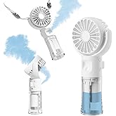 Frelisiy Handheld Misting Fan,Rechargeable Battery Operated ,Portable 4 Speeds & 55ml 360° Swiveling Personal Fan for Travel Camping Outdoor (White)
