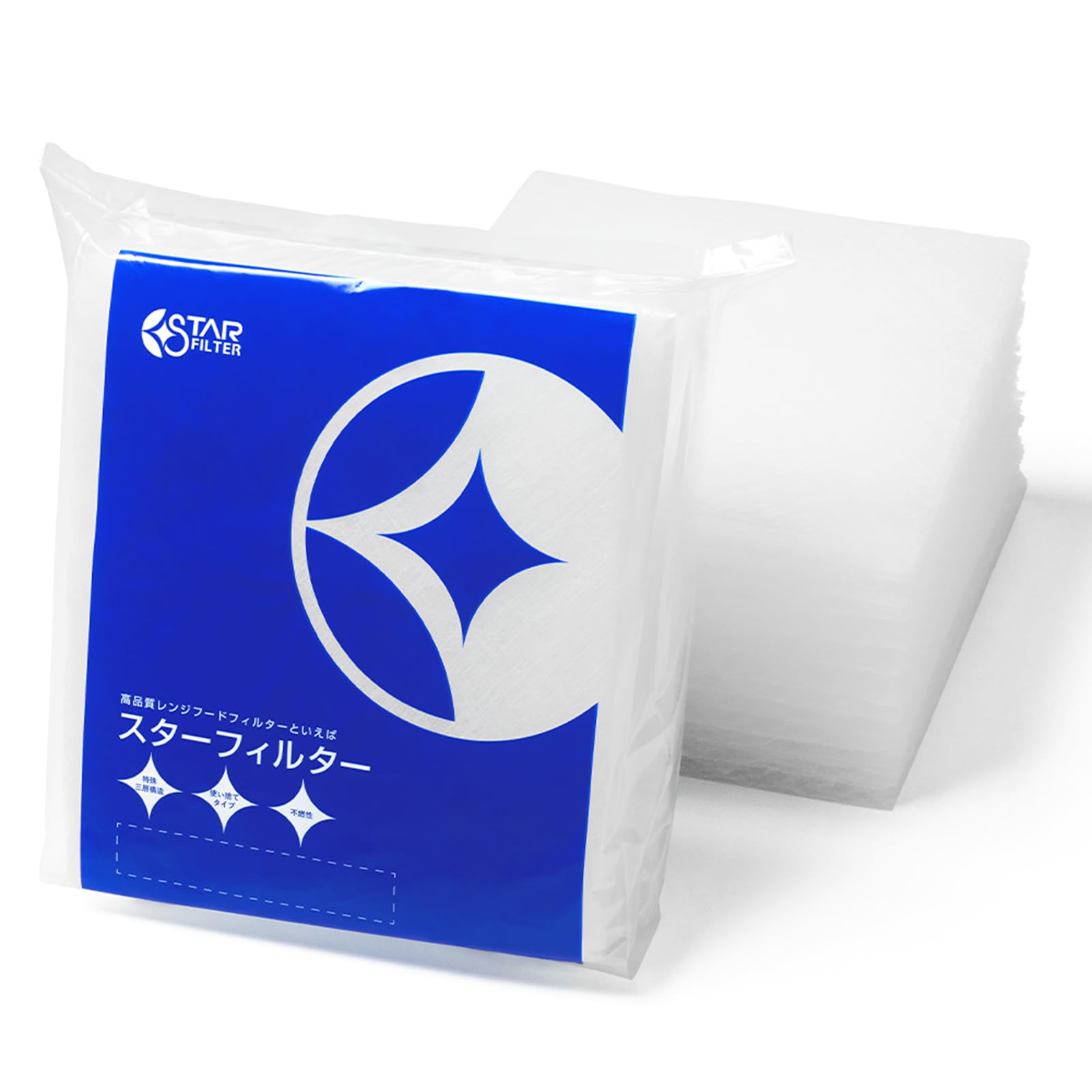 スターフィルター 換気扇フィルター キッチン レンジフード 交換用 12枚 カバー 換気扇 フィルター 整流板 不燃性・高除去率のガラス繊維タイプ 厚手 [297×290mm枠用] SF02-12-0-297290 の商品画像