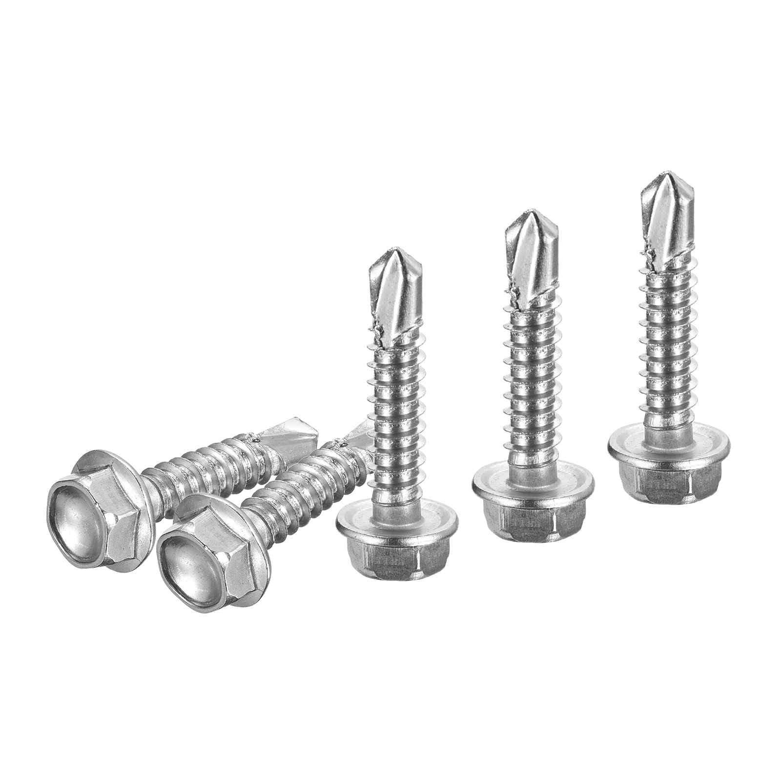 DTGN #14x1-1/4" Hex Washer Head Self Drilling Screws - 100Pack - Good for Machine - 410 Stainless Steel - Self Tapping Sheet Metal Screws