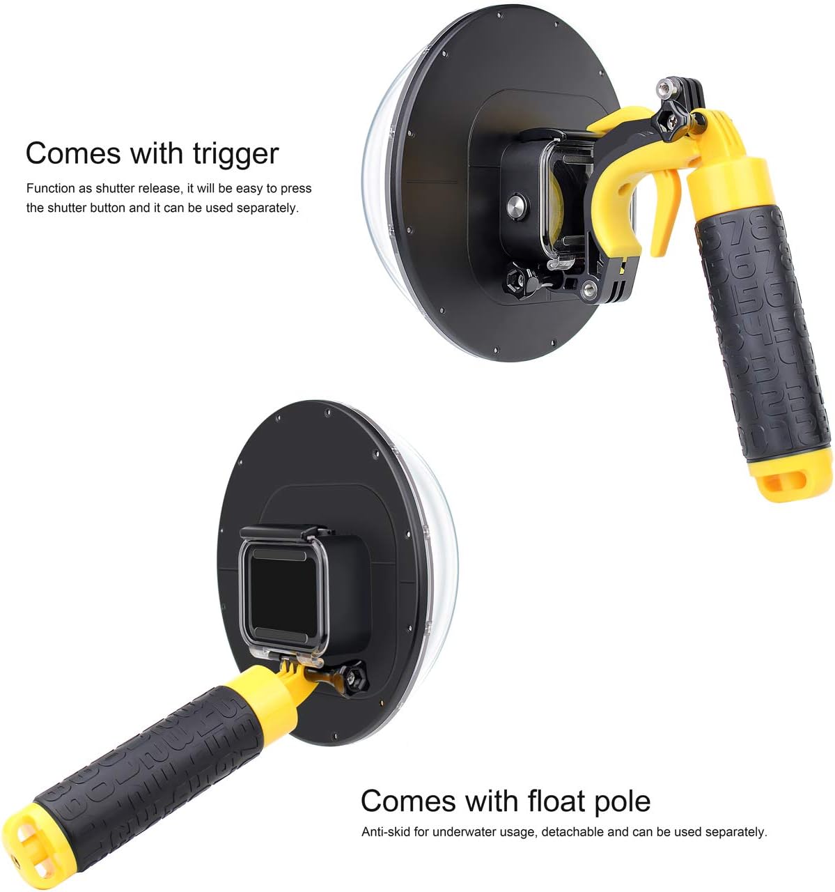 SOONSUN Dome Port for GoPro HERO 8 Black, 147 Feet Underwater Dome Lens with Waterproof Housing Case, Floating Hand Grip - Image 5