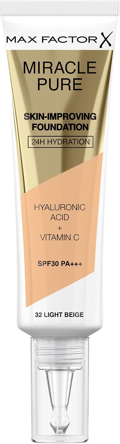 Max Factor Miracle Pure Liquid Foundation Light Beige 35ml Full Coverage