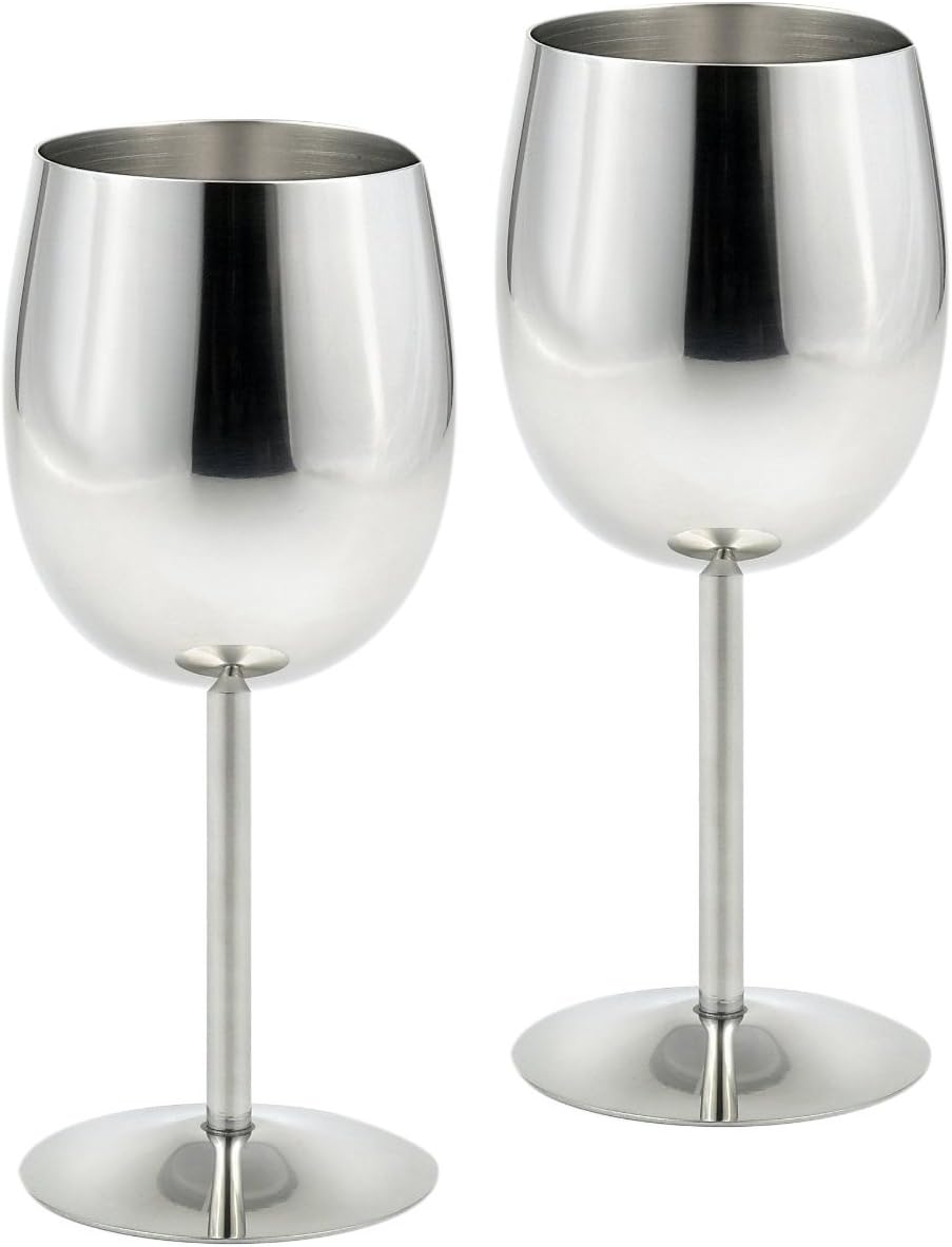 Stainless Steel 2pc Wine Glasses Creative Cup Goblets Bar Restaurant