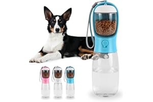 Wisedog Portable Dog Water Bottle: Large-Capacity 2 in 1 Pet Travel Water Bottle, Easy to Use, Suitable for Puppy, Cat and Rabbit Outdoor Walking, Hiking, Traveling, Camping (19oz+Blue)