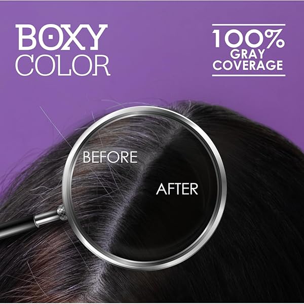 COVERAGE BOXY COLOR HAIR COLOR KIT PROFESSIONAL, PERMANENT COLOR CREAM HAIR DYE WITH VEGETAL PROTEIN TO GET HAIR WITH INTENSE COLOR SHINY AND SILKY. 100% GRAY COVERAGE. (4.0 BROWN)