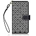 iPhone 6S Plus Case, Terrapin [Etched Floral Pattern] Textured PU Leather Wallet Case with Card Slots ID Window Cash Compartment and Detachable Wrist Strap Case for iPhone 6 Plus / 6S Plus - Black