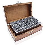 OJYUDD 70Pcs Wooden Rubber Alphabet Letter Number
