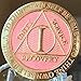 RecoveryChip 1 Year AA Medallion Reflex Pink Gold Plated Alcoholics Anonymous Chip