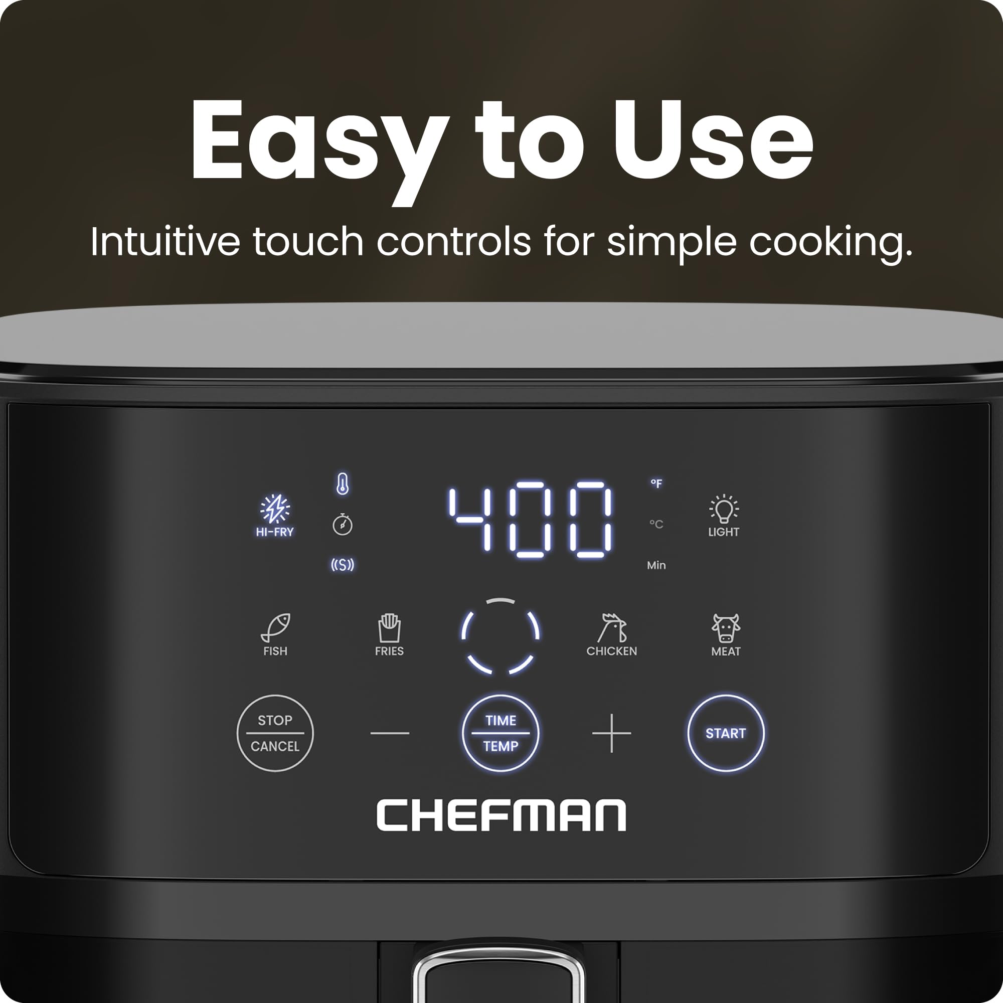 Freidora de aire Chefman – Freidora de aire compacta de 6 cuartos para comidas rápidas y fáciles, cuenta con tecnología Hi-Fry para una ventana extra crujiente y fácil de ver, controles táctiles con 4 preajustes, cesta antiadherente y apta para lavavajillas, color negro