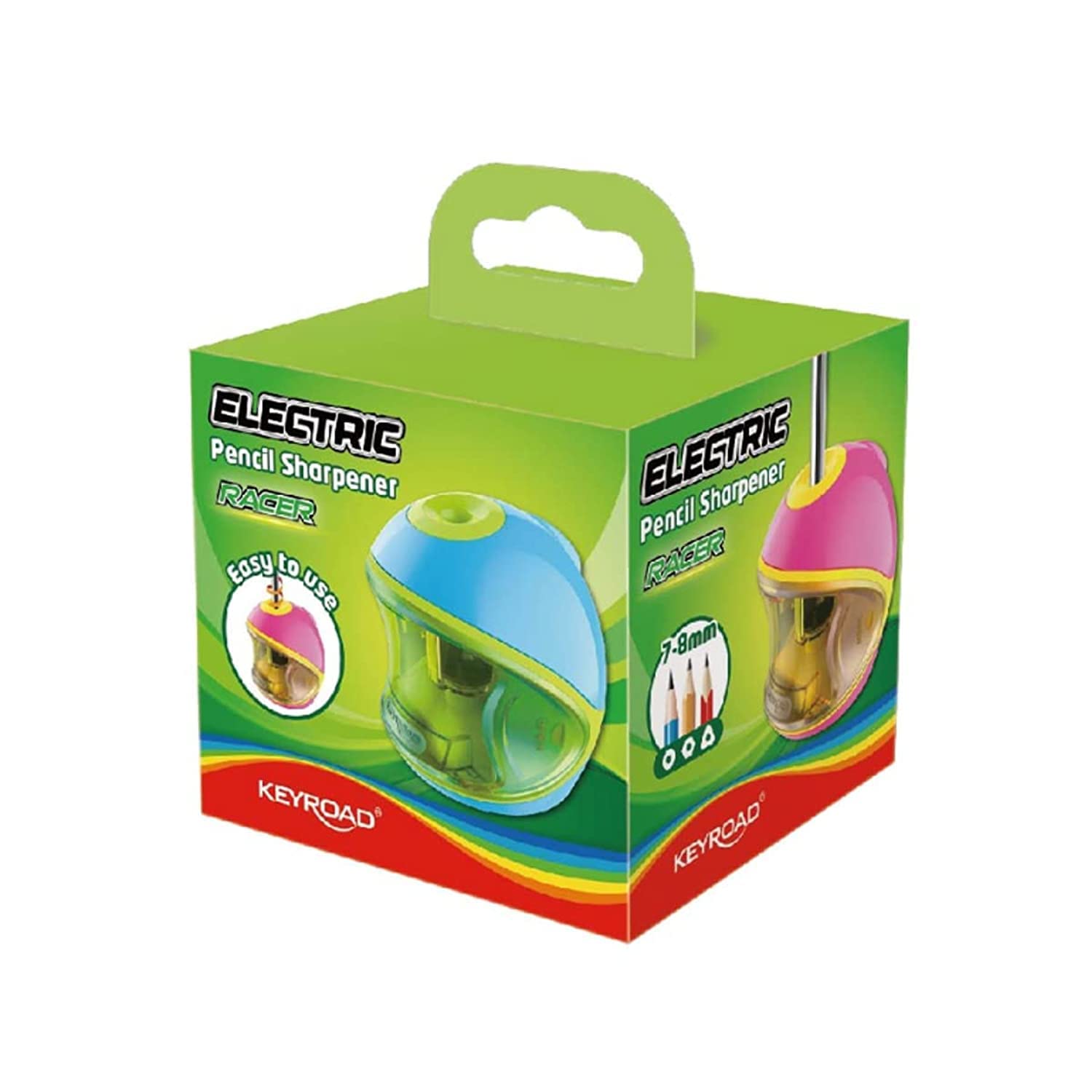 Keyroad Electric Pencil Sharpener Sharpener Sharpener with Can Sharpener Electric 1 Piece for Kindergarten, Preschool and School, KR971783, Blue/Pink (Assorted)