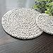 POPU Round Cotton Braided Table Place Mats Braided Coaster Non-Slip Placemats Table Mats Set of 5 for Cups Dining Kitchen Washable Small